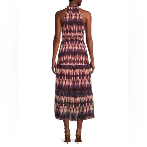 ALC Elara Abstract Ties Dye Silk Halter Blue Combo Dress - Picture 2 of 12